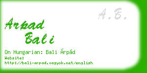 arpad bali business card